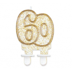 Świeczka 60 złoty kontur 8 cm 63121