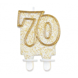 Świeczka 70 złoty kontur 8 cm 63123