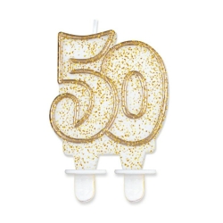 Świeczka 50 złoty kontur 8 cm 63119