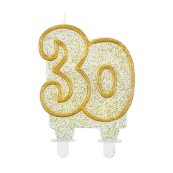 Świeczka 30 złoty kontur 8 cm 63895