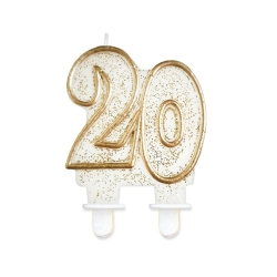 Świeczka 20 złoty kontur 8 cm 15076