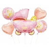 Bukiet balonów z helem 43164 Wózek  Baby Girl różowy