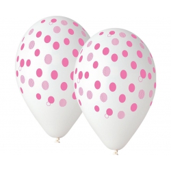 Balony gumow 12"/5 szt. 31893 w konfetti różowe