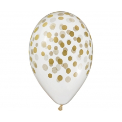 Balony konfetti złote 13"/5 szt. 31920  transparentne