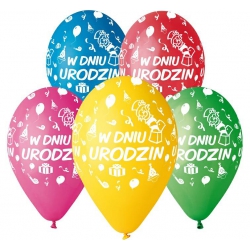 Balony w dniu urodzin 12"/5 szt 30241