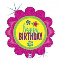 Balon foliowy z helem 65604 Kwiatek Happy Birthday 18 cali