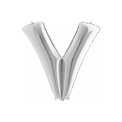 Litera srebrna V z helem 102 cm 64191