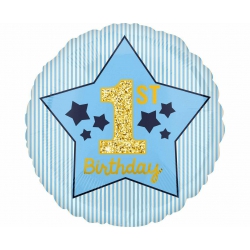 Balon foliowy z helem 03702 Pierwsze Urodziny 18 cali
