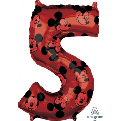 Cyfra Mickey 5 z helem 66 cm 01357 czerwona