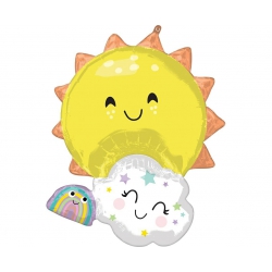 Balon foliowy z helem 15569 tęczowa  rodzina 28 cali