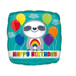 Balon foliowy z helem 12902 Leniwiec happy birthday 17 cali
