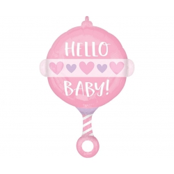 Balon foliowy z helem 15606 Grzechotka różowa 24 cale