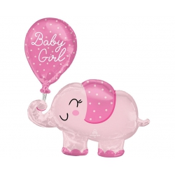 Balon foliowy z helem 35093 Słonik z  balonem Baby Girl, 31 cali