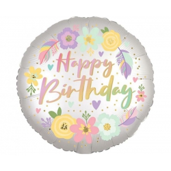Balon foliowy  z helem 12865 Happy Birthday 17 cali