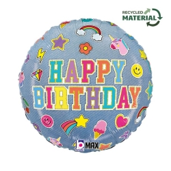 Balon foliowy z helem 65400 Happy Birthday 18 cali