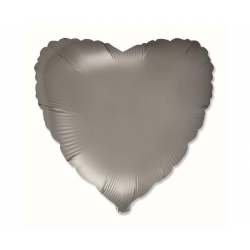 Balon z helem FX serce satyna szara 17121 18 cali