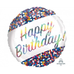Balon foliowy z helem 12841 Happy Birthday 17 cali