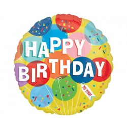 Balon foliowy z helem 73866 Happy Birthday 17 cali