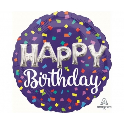 Balon foliowy  z helem 17969 Happy Birthday 3D 71 cm