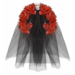 Opaska Róże Czerwone z Welonem 04133