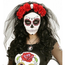 Opaska Róże Czerwone z Welonem 04133