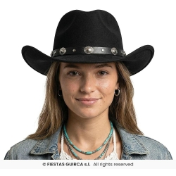 Kapelusz Kowboja Filcowy Czarny 23168
