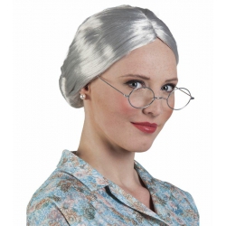 Peruka babci z kokiem siwa 86180