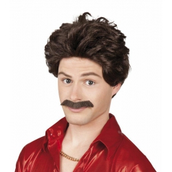 Peruka Borat z wąsami brązowa 86232