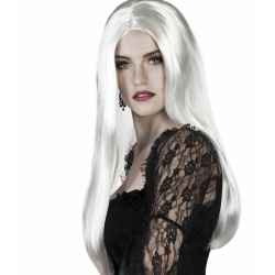 Peruka długa bez grzywki biała 86098