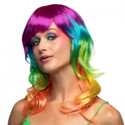 Peruka Disco tęczowa 85702