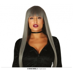 Peruka długa siwa HQ 04395 jakość premium