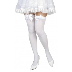 Pończochy białe z kokardami 02270