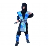 Strój Ninja niebieski 120/130 cm  64399  kaptur, bluza, spodnie, osłony rąk, nóg i ciała