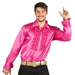 Koszula z falbanami różowa  XL 02138
