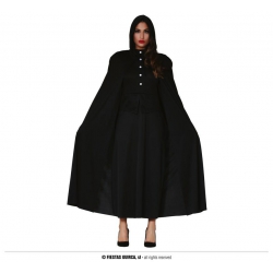 Peleryna czarna z kapturem 135 cm 16180