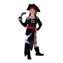 Strój Piratka 130/140 cm 65779  sukienka z pasem i rękawkami, kapelusz