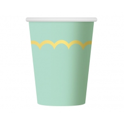 Talerzyki i kubeczki miętowo złote 12822