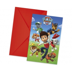 Zaproszenia psi patrol 6 szt. 89441 z kopertami