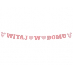 Girlanda WITAJ W DOMU różowa 15551