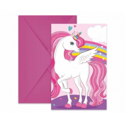 Zaproszenia Jednorożec 6 szt 93766