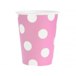 Talerzyki i kubeczki w grochy 67800  różowe